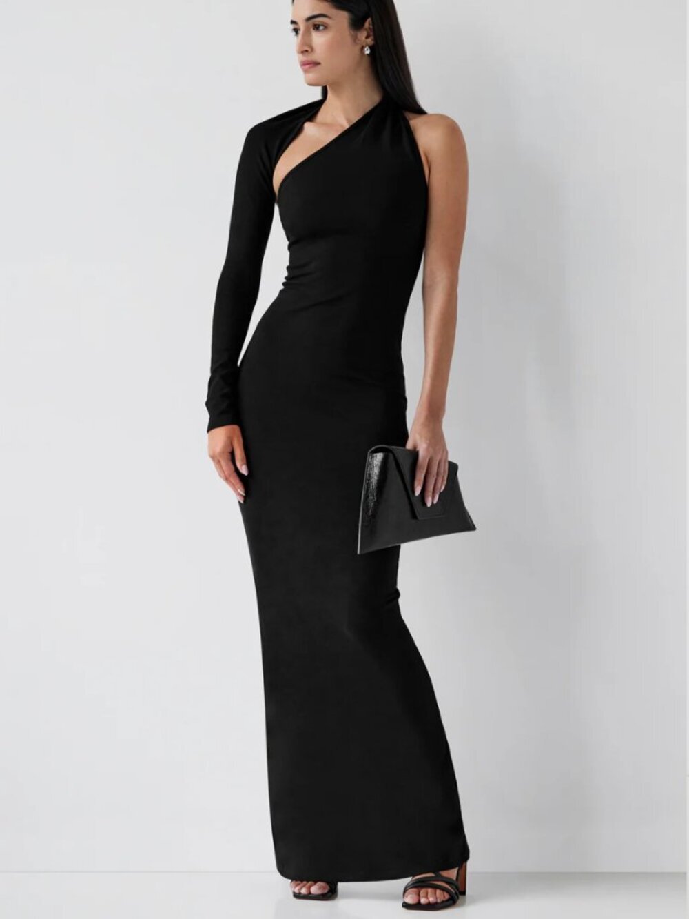 Marcella Manhattan Dress Black One Shoulder Gown XS